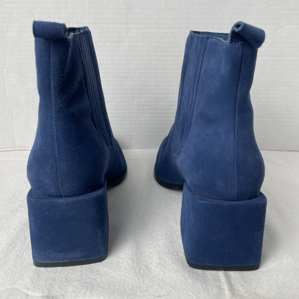 Seychelles Blue Suede Ankle Bootie with Offset Block Heel - Picture 4 of 8